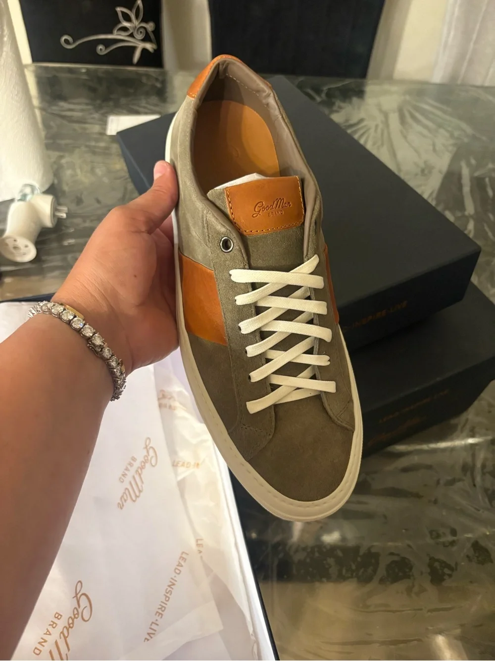 Good Man Olive Suede & Tan Leather Casual Sneaker